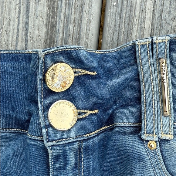 RARE Pit Bull - distressed high rise skinny with bling blue jeans - size 6 - Picture 4 of 10